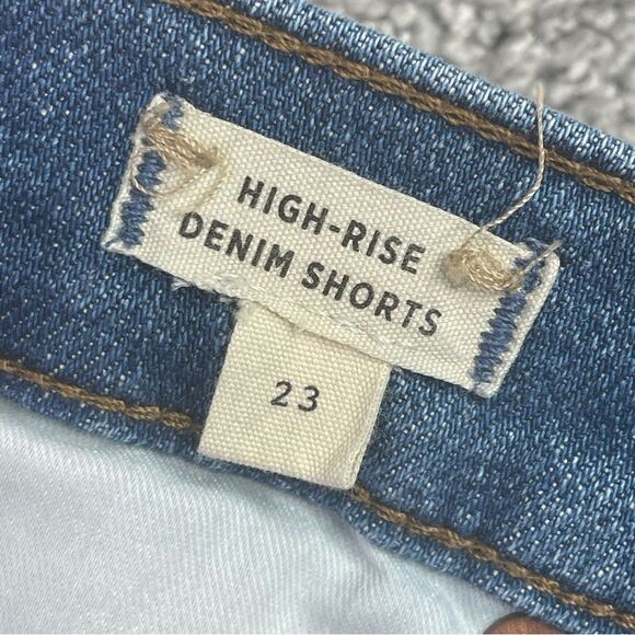 Madewell Denim Shorts Women's 23 Blue High Rise Cut Off Medium Wash Preppy - Picture 4 of 9